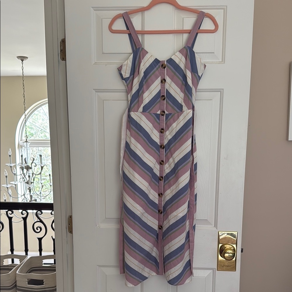 Francesca's Collections Blue and White Button Down Tie Front Sundress